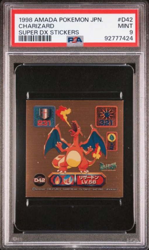 1998 AMADA POKEMON JAPANESE SUPER DX STICKERS #D42 CHARIZARD SUPER DX STICKERS PSA 9